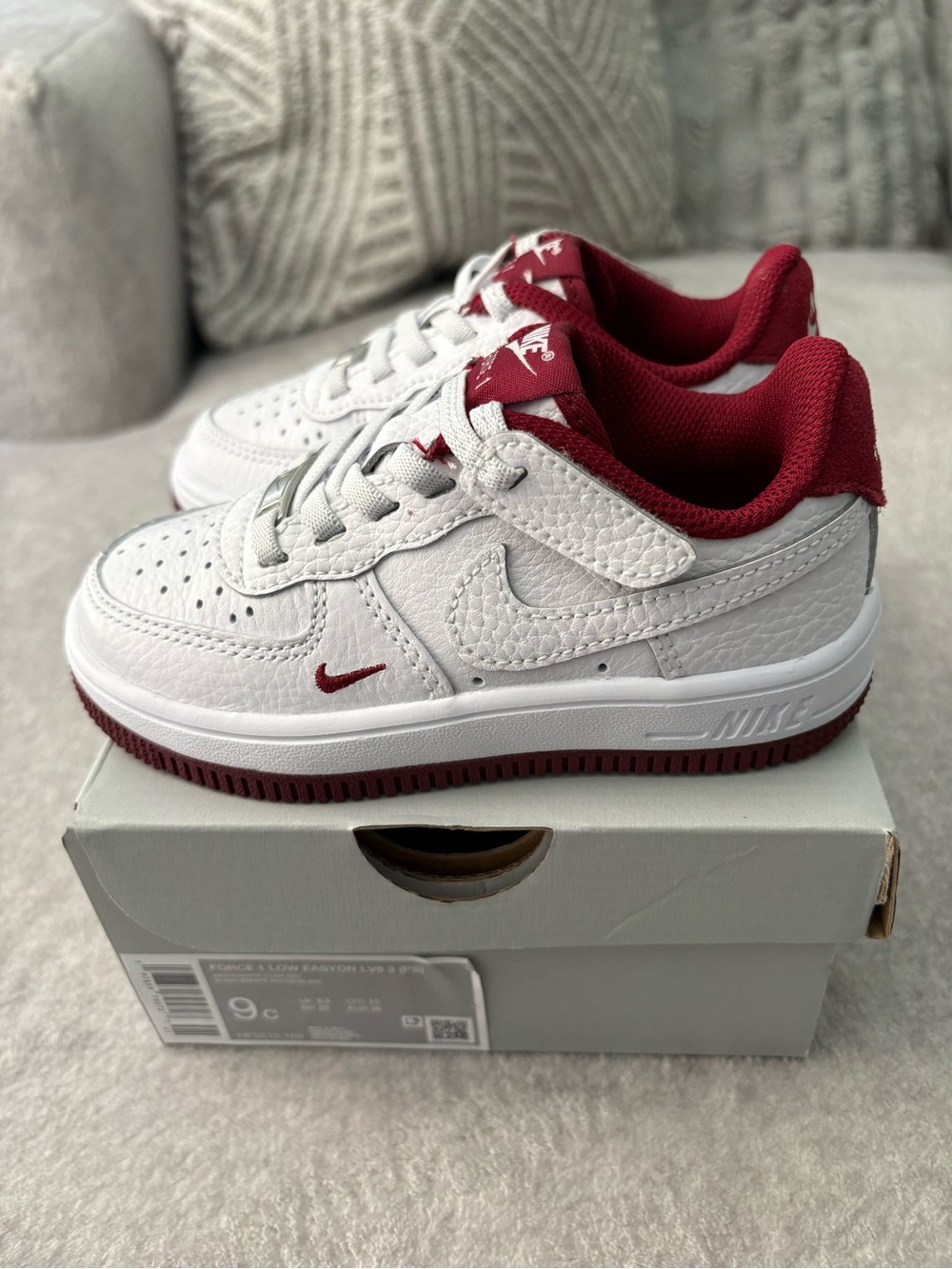Nike Kids White and Burgundy AF1